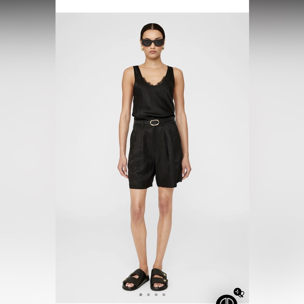 Anine Bing Carrie Short - Black Linen Blend Size 34